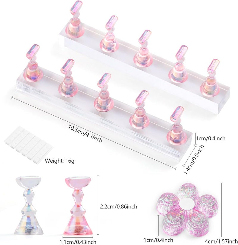 Etercycle Nail Stand Acrylic Nail Art Display Stand Practice Nail Holder for Painting Nails Practice Stands with Reusable Putty (Pink) - Image 4